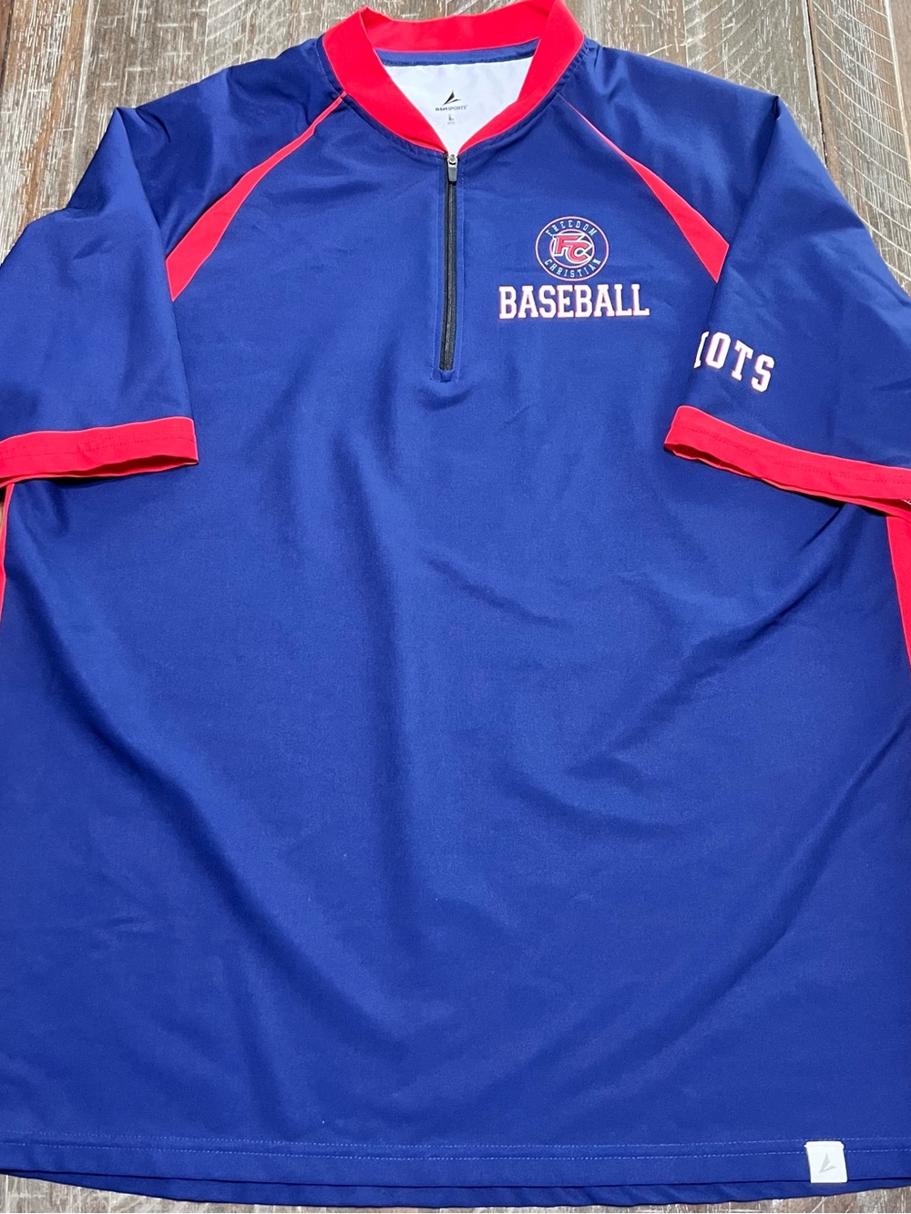 BSN Sports 1/4 Zip Batting Jacket Short Sleeve Freedom Christian Academy Men’s L